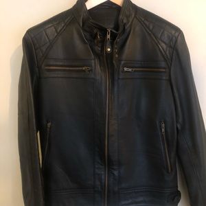 Genuine leather moto-style jacket